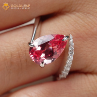 Goldleaf 0,5CT-5CT Birnenförmiger Verlobungsring 925 Sterling Silber Rosa Laborgezüchteter Saphir Eleganter Maßanfertigung für Damen Hochzeit OEM