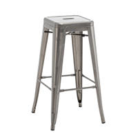 Tabouret de bar industriel en métal argenté, chaise de comptoir moderne avec repose-pieds pour bar à domicile, extérieur, école, livraison DDP aux États-Unis