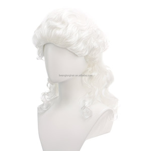 Parrucche JAMBALAYA per Avvocati e Giudici, Capelli Bianchi Lunghi e Ricci in Stile Barocco per Adulti, Cosplay, Feste, Halloween, Vendita all'Ingrosso di Parrucche - Product Image 3