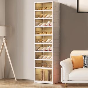 Meuble de rangement à chaussures moderne en plastique PP transparent, pliable, écologique et multifonctionnel, à 1/3/6/9 niveaux - Product Image 1
