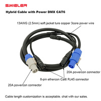 Câble de signal DMX Cat6 13AWG pour éclairage de scène, câble hybride 2-en-1 Powercon Cat6 avec connecteur RJ45 Powercon