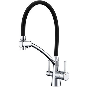 Đen Chrome vàng brass Nhà bếp Vòi nước lọc kép xử lý bồn rửa Vòi chậu Mixer <span class=keywords><strong>tap</strong></span> với bộ lọc nước - Product Image 1