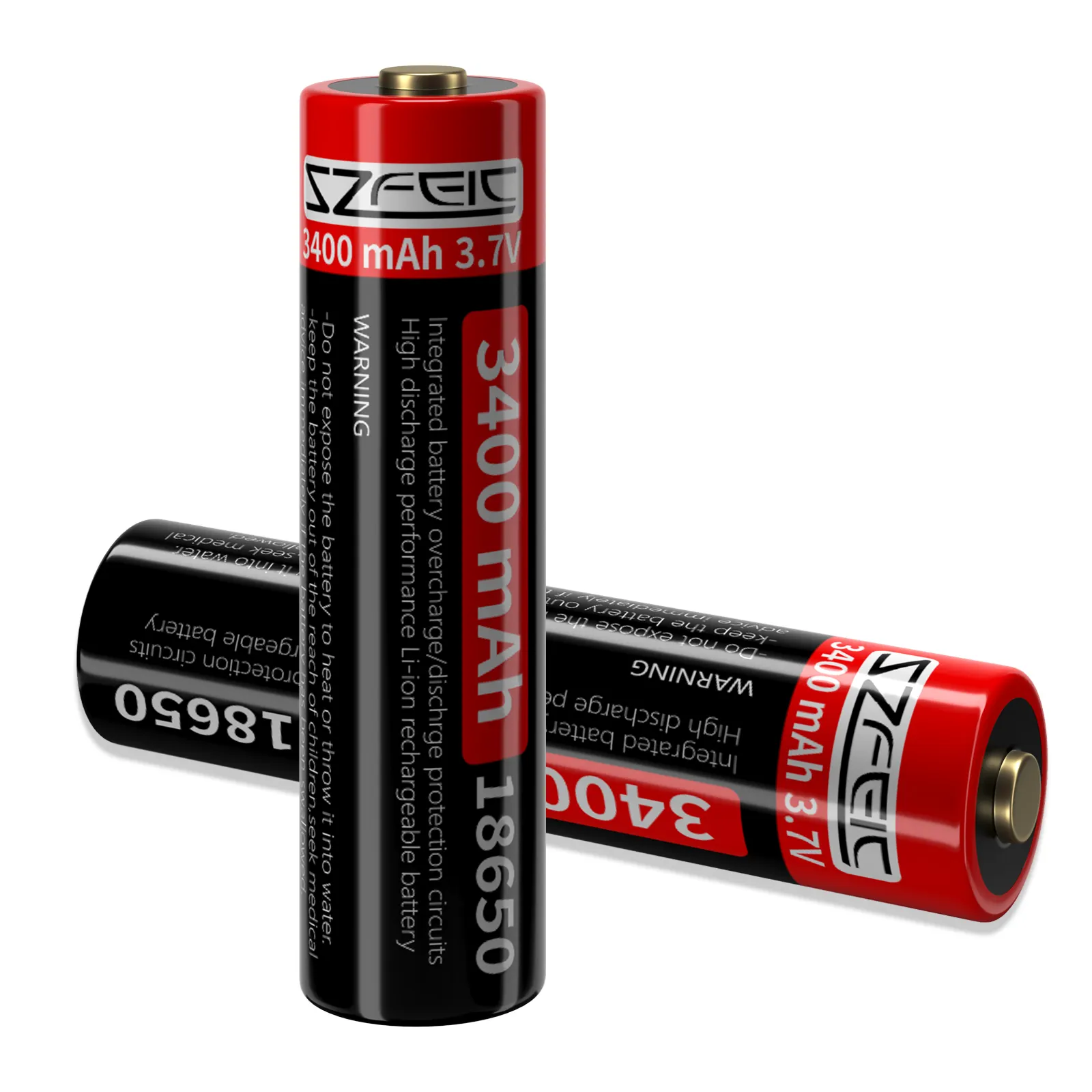SZFEIC personnalisé en gros 3400mAh 18650 batterie au lithium-ion Rechargeable batterie de Protection contre les courts-circuits/surcharges/décharges