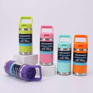 12Oz Bpa Gratis Kinderen Kind Dubbele Muur Custom Logo Rvs <span class=keywords><strong>Kids</strong></span> Waterfles Voor School Met Stro Deksel - Product Image 2