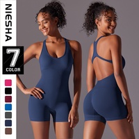 Combinaison de yoga moulante sans couture style européen et américain pour femme, effet push-up, une pièce, pour le sport, le Pilates et le fitness, bretelles spaghetti