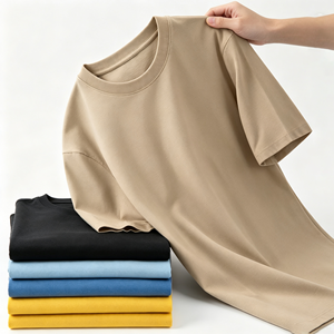 T-shirt en coton uni pour homme, manches courtes, col rond, coupe classique, couleur unie, vêtement décontracté, tissu jersey respirant - Product Image 1
