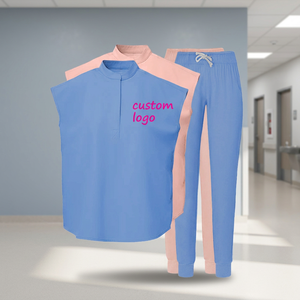 Nursing Hospital Doctor <b>Plus</b> <b>Size</b> Medical <b>Scrubs</b> Unisex Woven 4 Way Stretch Seamless Fusing <b>Scrub</b> Jogger Sets Custom Logo - Product Image 3