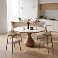 Ensemble de table et de chaises rondes en bois massif, modernes, minimalistes, écologiques, durables et imperméables, pour les petites maisons, les hôtels et les villas