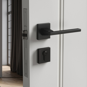 Chất Lượng Cao Hiện Đại Nhôm Màu Đen Nội Thất Tay Nắm Cửa Thiết Lập Với Khóa Chìa Khóa Cho Khách Sạn Nhà Căn Hộ Phòng Ngủ - Product Image 5