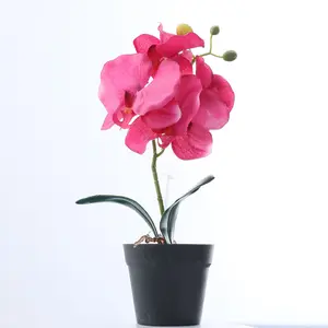 New arrivals silk artificial butterfly orchid flower bonsai decorative orchid pot