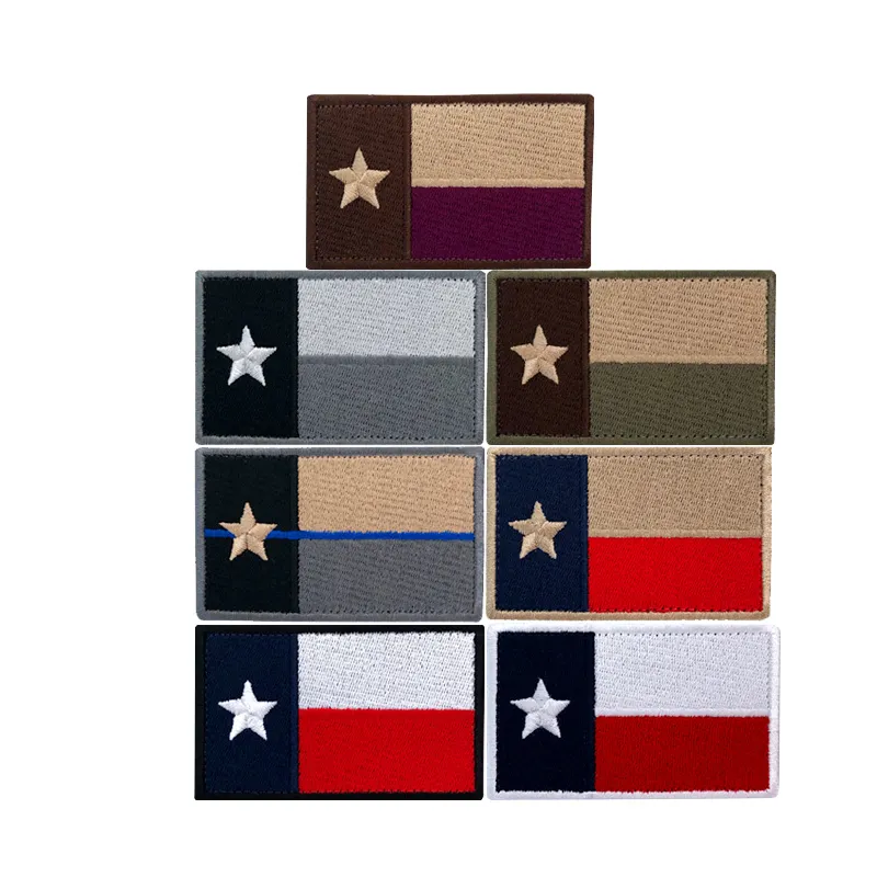 カスタム米国テキサス州旗バッジフックとループ付きの戦術的なアームバンド刺Embroideryパッチ