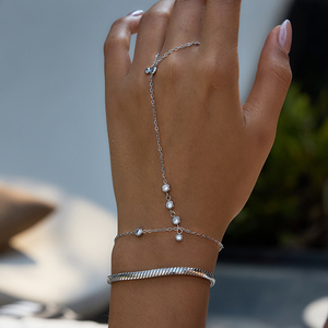 J&D Jewelry - Brazalete <span class=keywords><strong>de</strong></span> <span class=keywords><strong>Acero</strong></span> <span class=keywords><strong>Inoxidable</strong></span> con Circonita Cúbica Brillante, Estilo Ins, Anillo <span class=keywords><strong>de</strong></span> Dedo para Mujer - Product Image 3
