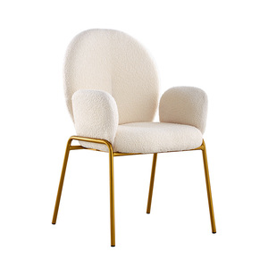 Chaise d'Appoint Moderne en Tissu Boucle Pieds en Métal Doré <span class=keywords><strong>Fauteuil</strong></span> Rembourré Confortable pour Salon Chambre Bureau Décor - Product Image 1