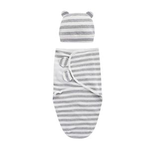 Mantas con capucha para bebé recién <span class=keywords><strong>nacido</strong></span> de alta calidad, sacos para bebé recién <span class=keywords><strong>nacido</strong></span> empacados a rayas, manta fina para bebé - Product Image 4