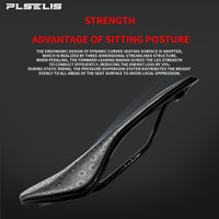 Plselis Selle de vélo de route légère et creuse 280g, design respirant, fixation universelle sur tube de selle, accessoire de cyclisme