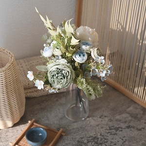Bouquet de fleurs artificielles CallaFloral, pivoine, rose thé, saule, décoration de mariage et de maison CF01091 - Product Image 1