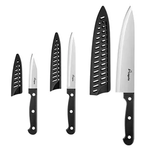 Facas de cozinha profissionais, conjunto de facas afiadas de aço inoxidável para cozinha, 3 peças, conjunto de facas japonesas para chef, aço inoxidável de alto carbono