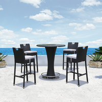 OSMEN Table haute de bar d'extérieur de la tour de Canton Table en osier ou en rotin avec porte-glace pour terrasse de jardin