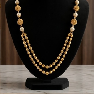 925 Silver Antique Mala <b>Necklace</b> with Pearl Beads Traditional <b>Long</b> Chain Ethnic Jewelry for Women Wedding Wear - Product Image 3