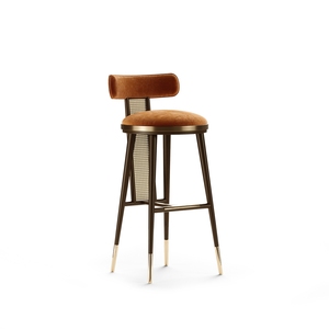 Rembourrage en tissu mousse haute densité rotin naturel jambe en bois massif <span class=keywords><strong>fauteuil</strong></span> à siège <span class=keywords><strong>haut</strong></span> comptoir tabouret de <span class=keywords><strong>bar</strong></span> en rotin fantaisie - Product Image 2