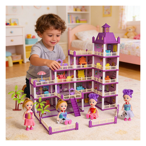 Casa de Muñecas de Plástico con Ascensor, Silla de Ruedas, Columpio y Palmera - Product Image 5