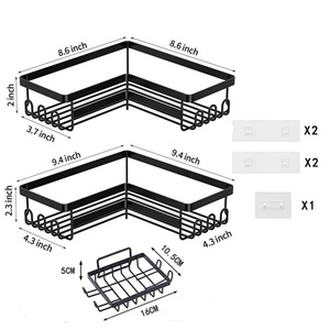 Caddy de <span class=keywords><strong>douche</strong></span> <span class=keywords><strong>noir</strong></span> sans perceuse métal adhésif organisateur de <span class=keywords><strong>douche</strong></span> caddie de <span class=keywords><strong>douche</strong></span> étagère nouveaux modèles - Product Image 6