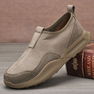Chaussures rétro pour hommes, en cuir de vache véritable, bout rond, doublure en mesh, semelle en caoutchouc, respirantes, style décontracté - Product Image 3