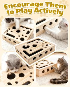 Houten kattenkrabpaal vijl krabplank krabdoos doolhof stressvrij alternatief voor knipmachines kattenkrabpuzzel verrijking doos - Product Image 5