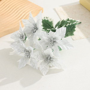 Fleur artificielle de poinsettia en soie à 5 têtes de 30 cm en pot <span class=keywords><strong>pour</strong></span> la décoration de Noël, de mariages et de vases à la maison - Product Image 3