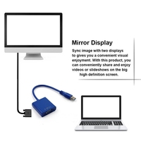 Adaptador de Conectores USB3.0 VGA para Tarjeta Convertidora de Video Gráfico, Cable Externo de PVC 1080P para PC, Laptop, Altavoz y Monitor
