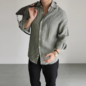Camicie da <span class=keywords><strong>Uomo</strong></span> OEM di Alta Qualità in <span class=keywords><strong>Misto</strong></span> <span class=keywords><strong>Lino</strong></span> Traspirante con Colletto a Punta, Ideali per Business Casual, Banchetti, Matrimoni, Balli di Fine Anno, Anti-Piega - Product Image 3