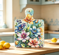 Al por mayor Salvamanteles de cerámica con diseño floral acuarela y contorno dorado, resistente al calor para cocina