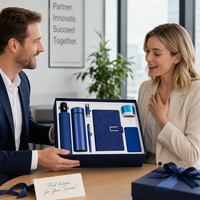 Ensemble de cadeaux d'affaires de luxe promotionnel et très demandé de 7 pièces : Carnet uni, Bouteille isotherme, Batterie externe, Haut-parleur, Parapluie