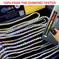 RINNTIN MON01 Prix d'Usine en Gros Collier Chaîne Tennis en Argent Sterling 925 Iced Out Moissanite VVS 2mm 3mm 4mm 5mm