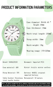 Reloj de Pulsera SANDA 6232 de Primera Marca, Moderno, Sencillo, de Cuarzo, con Luz Nocturna, Resistente al Agua, con Correa de Silicona, para Estudiantes - Product Image 3