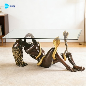 Socle de table basse en bronze antique, sculpture féminine de luxe, pieds de table en métal pour décoration intérieure - Product Image 6