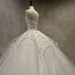 Robe de mariée élégante Nt143, robe de bal sans bretelles, corset à paillettes, tulle scintillant, robe de mariée Jancember - Product Image 5