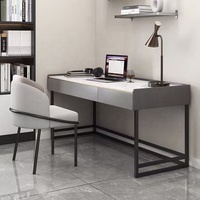 Promotion : Bureau Moderne Blanc, Petit Meuble de Maison, Table d'Ordinateur en Marbre et Métal pour Salon et Bureau – En Vente