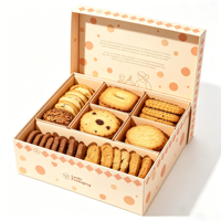 Boîte cadeau de pâtisserie personnalisée avec logo sur le couvercle et le fond, boîte en papier jaune avec séparateur pour beignets, macarons, biscuits