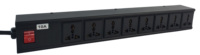 Barrette d'alimentation pour armoire serveur IP20 T3 PBT ignifuge, avec parafoudre 1,5 kV, niveau de protection 7000W, 8 prises universelles