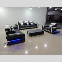 Modernes Luxus-LED-U-Form-Sofa-Set Hochwertige Intelligente Möbel mit Stauraum für Villen Samt-Leder-Bezug und Schwammfüllung