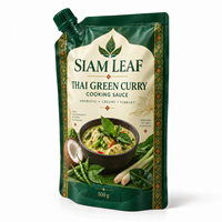 Sachet à bec verseur refermable imprimé sur mesure de haute qualité pour sauce de curry vert thaïlandais 500g avec fermeture éclair pour condiment alimentaire