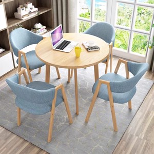 Nordic One <span class=keywords><strong>Petite</strong></span> table à manger en bois massif imitation quatre chaises pour la zone <span class=keywords><strong>de</strong></span> réception Négociation <span class=keywords><strong>Bureau</strong></span> Loisirs Utilisation Restaurant Ensembles - Product Image 2