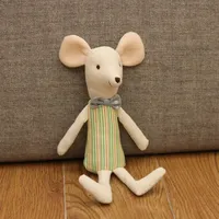 Tissu en coton fait main peluche souris poupée peluche souris artisanat souris peluches fille cadeau décoration de la maison cadeau d'anniversaire pour les enfants