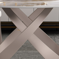 Table à manger en acier inoxydable de style italien avec 6 chaises Bjflamingo Table à manger en marbre pour le salon