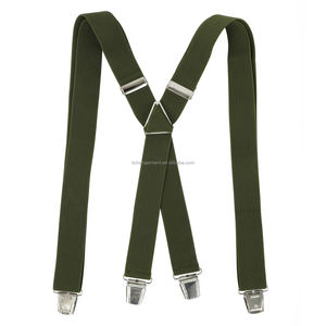 Bretelles de travail pour hommes en acier à 4 clips de 35 mm de style <span class=keywords><strong>X</strong></span>, vertes, robustes, marque personnalisée acceptée - Product Image 1