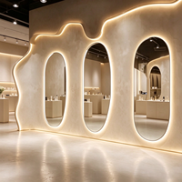 GEDO Vente en gros de meubles de salon modernes de haute qualité, miroir en acier inoxydable avec éclairage LED pour salon de coiffure