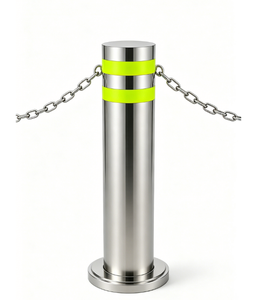 Bolardo Anticolisión de Acero Inoxidable 304 con Cadena, para Oficinas de Boletos, Bases de Asta de Bandera, Gobierno y Uso Público - Product Image 1