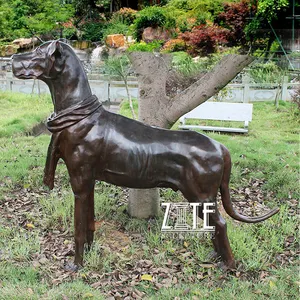 Ornement de jardin extérieur jardin grande belle statue de chien en laiton bronze