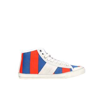 D.A.T.E. Baskets tendance montantes TENDER HIGH-94 pour femme en toile bleue et orange - Product Image 4